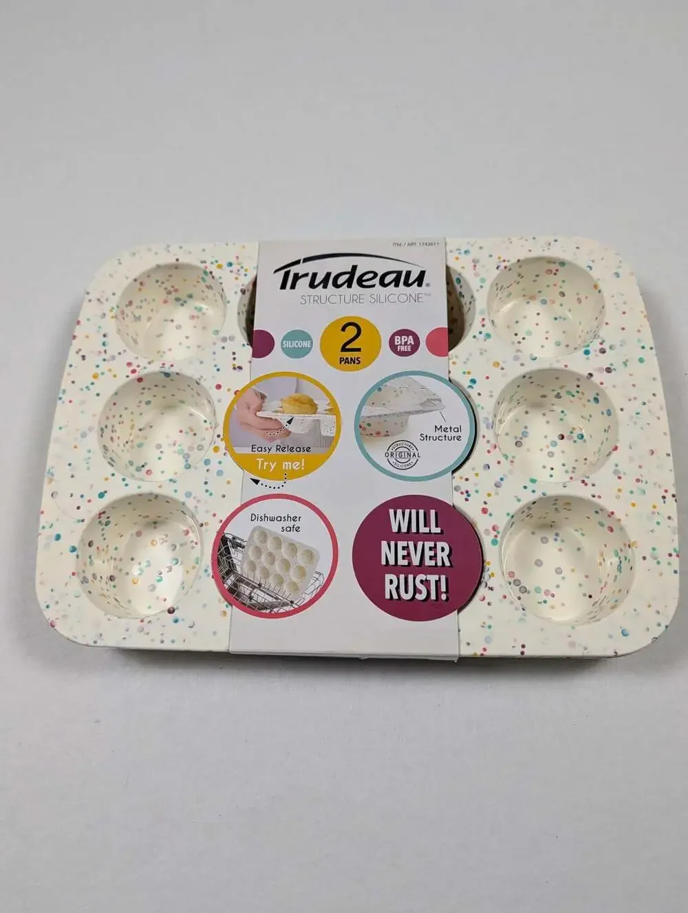 Trudeau Structure Silicone 12-Cup Muffin Pan Set (2-Pack), Confetti
